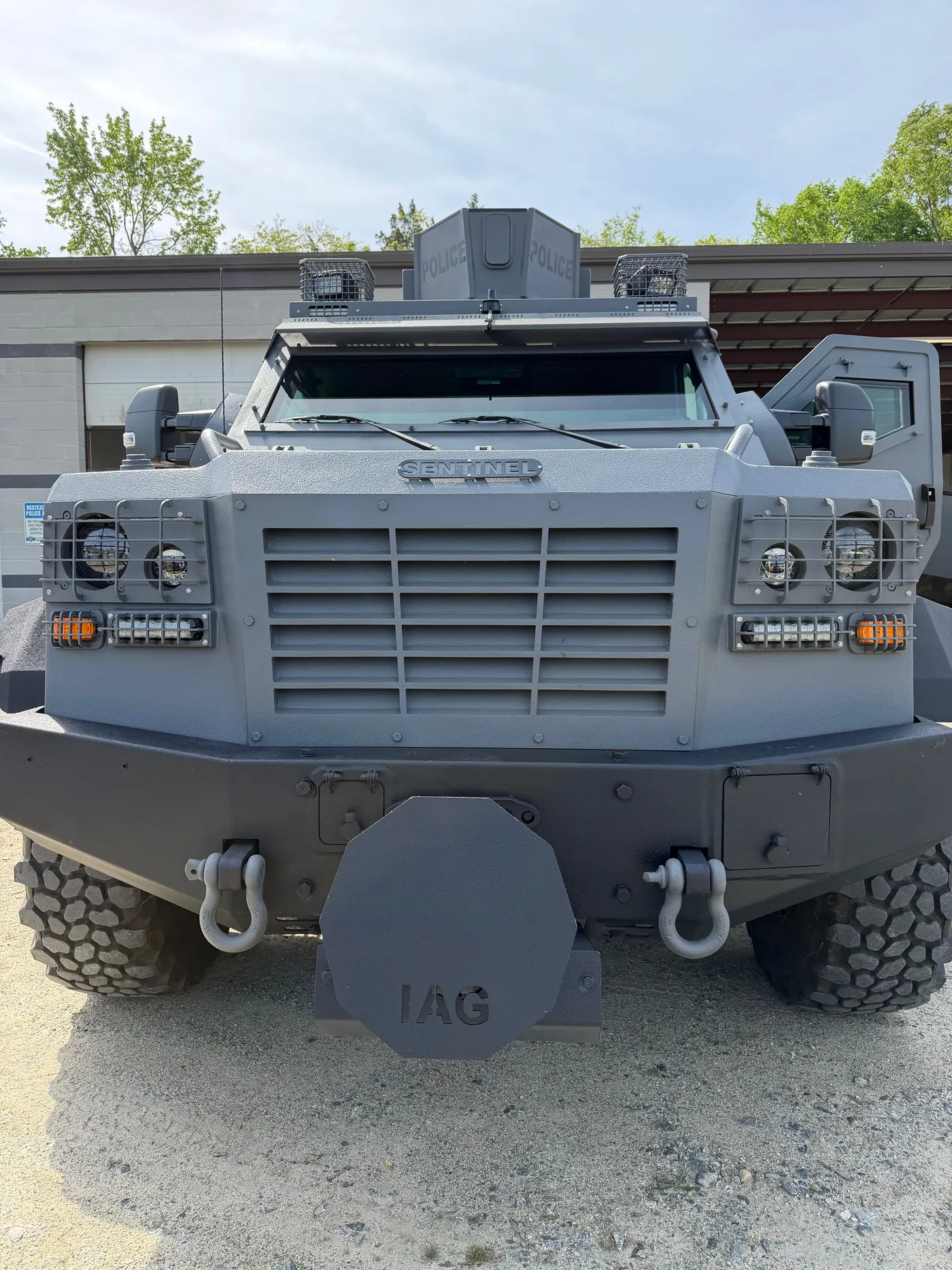 IAG Sentinel armored vehicle, front view